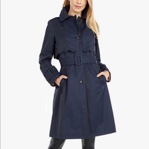 Kate Spade Scalloped Belted Hood Rain Trench Coat